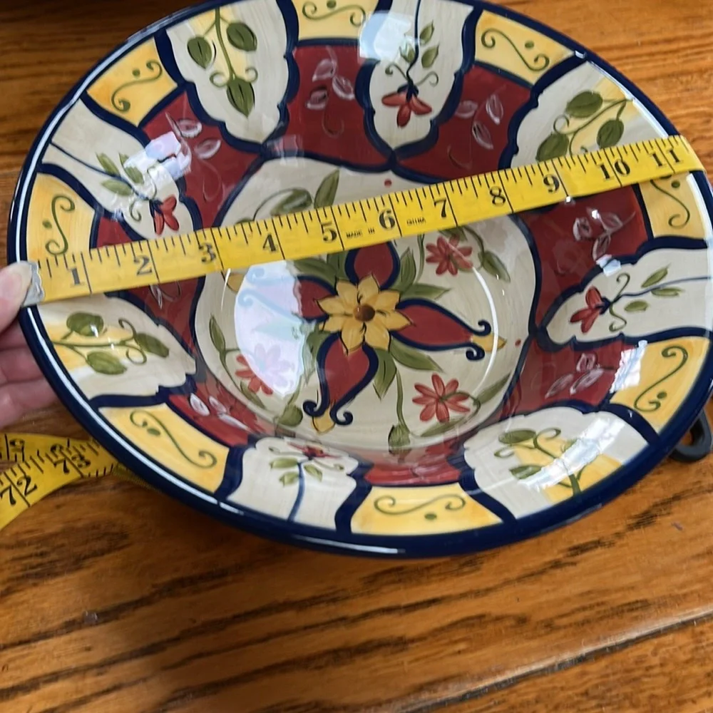 Pier 1 earthenware 11” salad/serving bowl in retired Vallarta pattern. - Picture 3 of 13